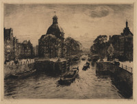 KG 20074
<br/>
De Singel met Ronde Lutherse Kerk te Amsterdam
<br/>
<em>Dingemans, Waalko Jans (1873-1925)</em>
